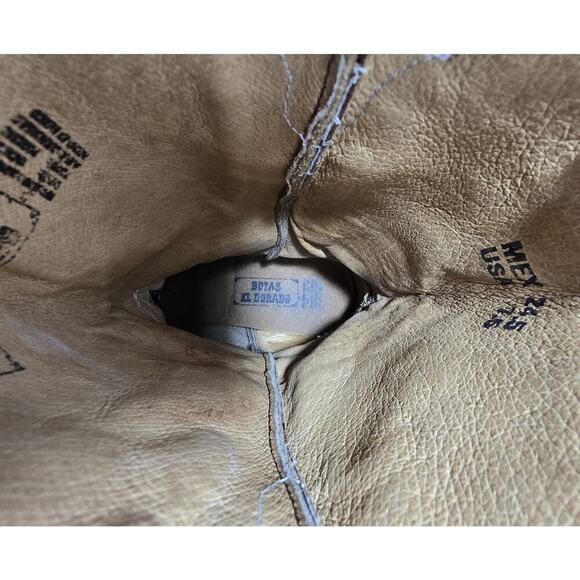 VTG EL DORADO Western Cowgirl BOOTS Leather Embroidered Brown Distressed 7.5 M - Picture 13 of 15